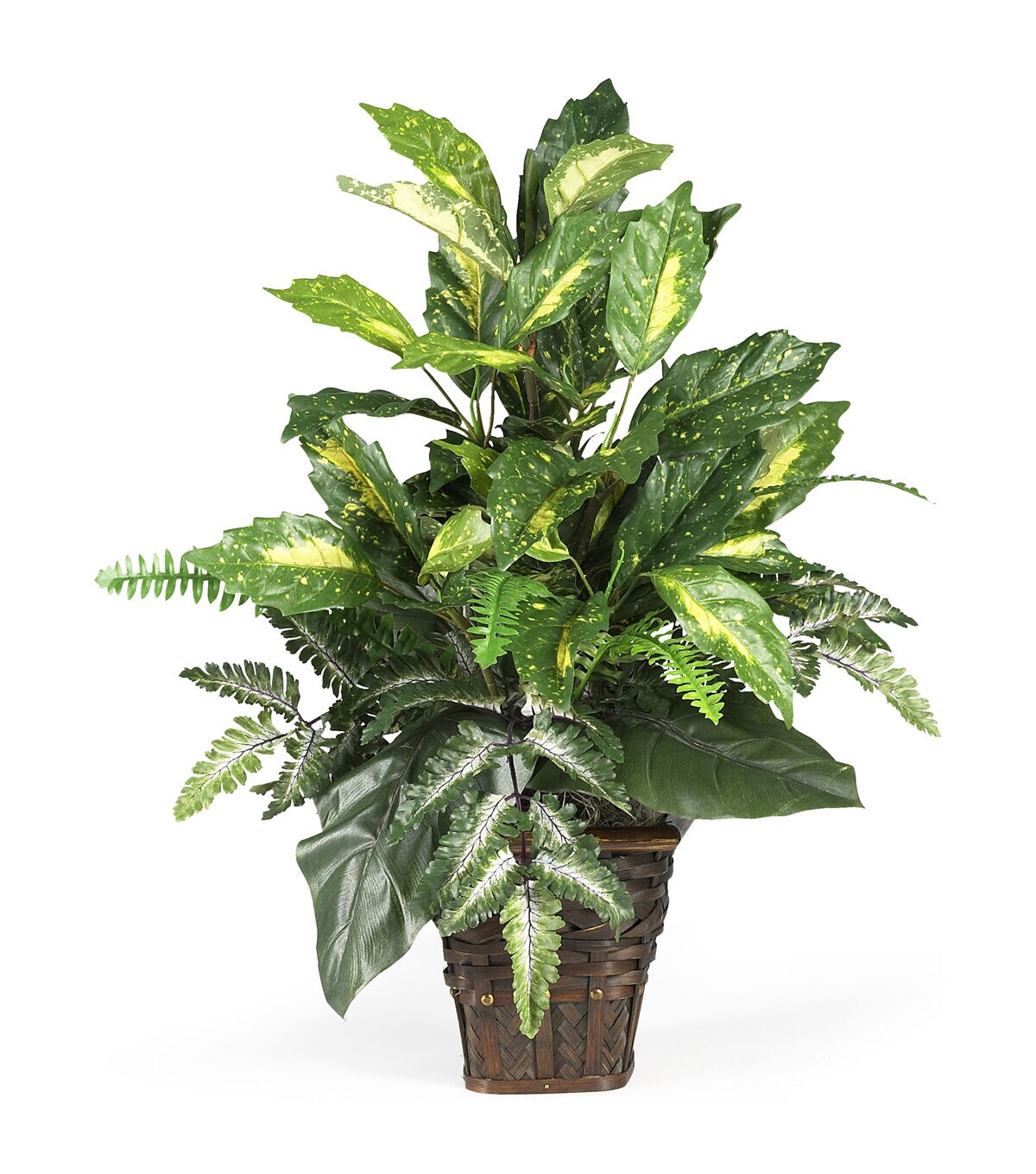 Nearly Natural Mixed Greens with Wicker Silk Plant