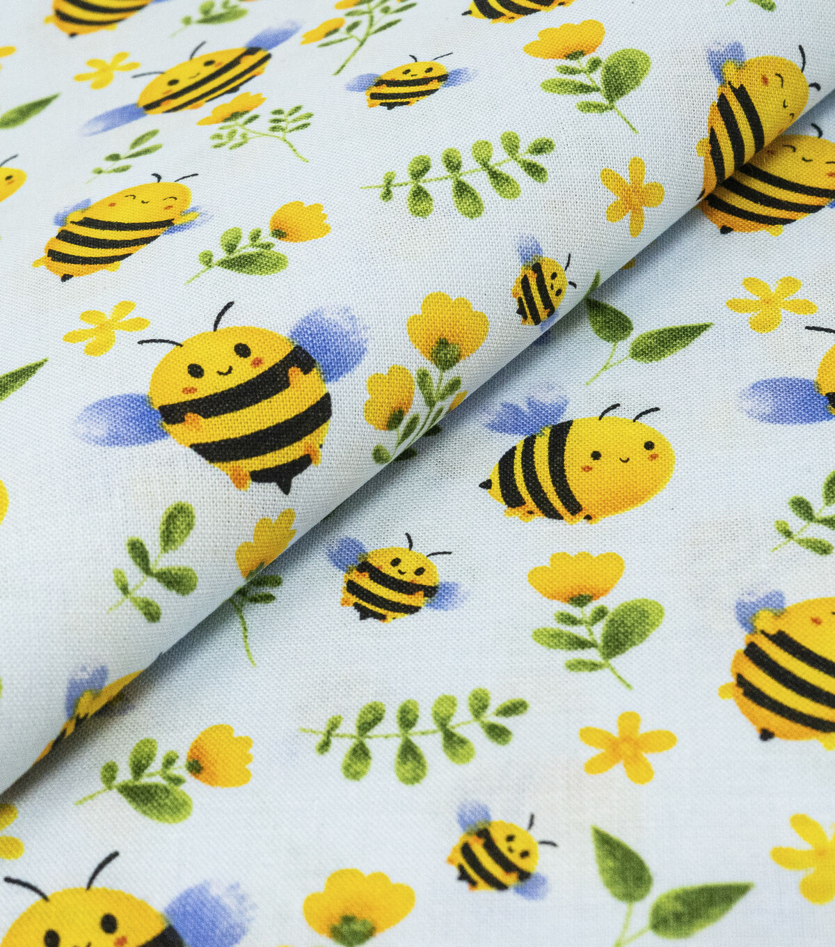 Singer Smiley Bees on Light Blue Quilt Cotton Fabric