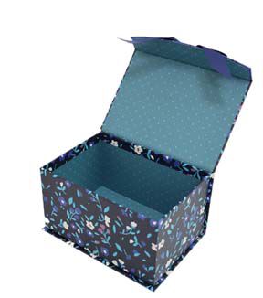 8 Floral on Dark Blue Flip Top Box With Bow by Place & Time