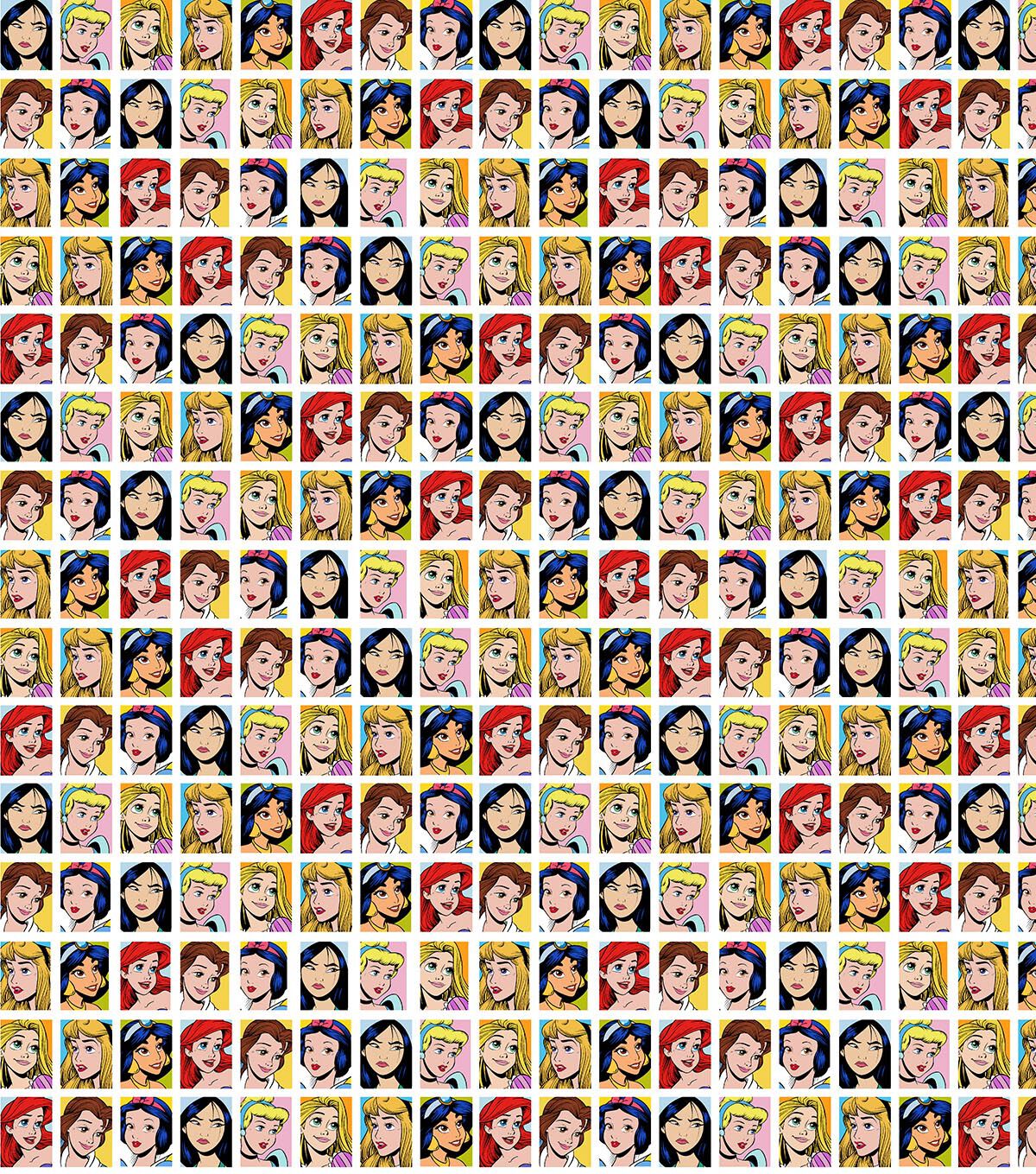 Disney Princess Grid Faces Cotton Fabric