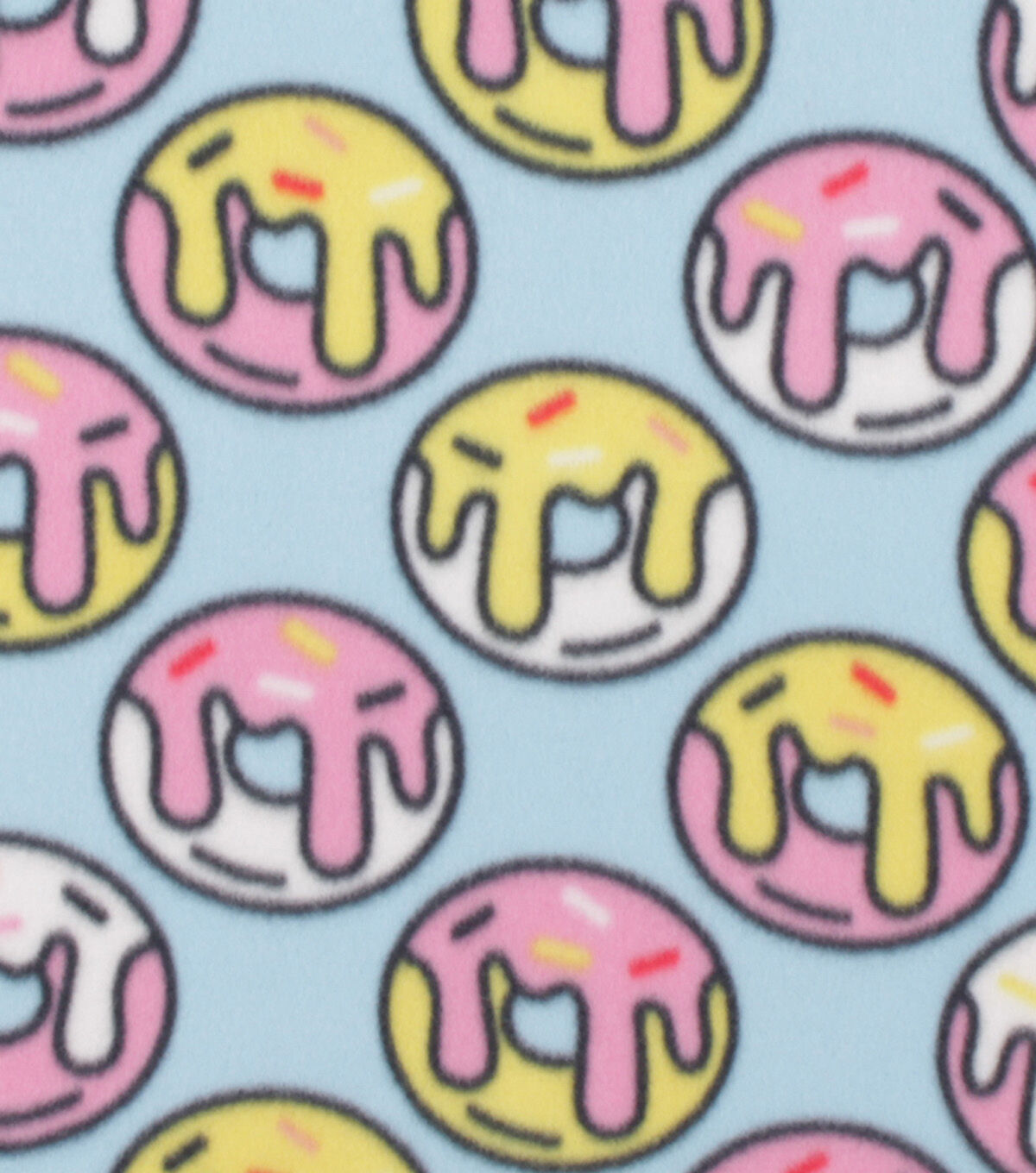 Cartoon Donuts on Blue Blizzard Fleece Fabric