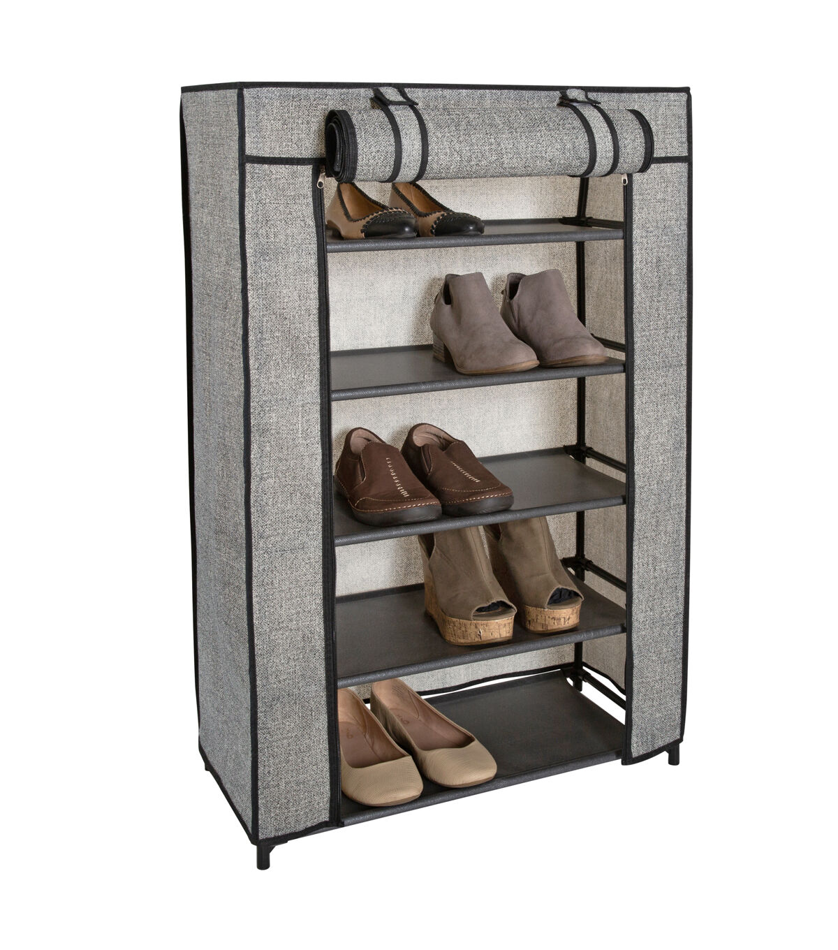 Simplify 35 Gray 5 Tier Shoe Organizer With Cover