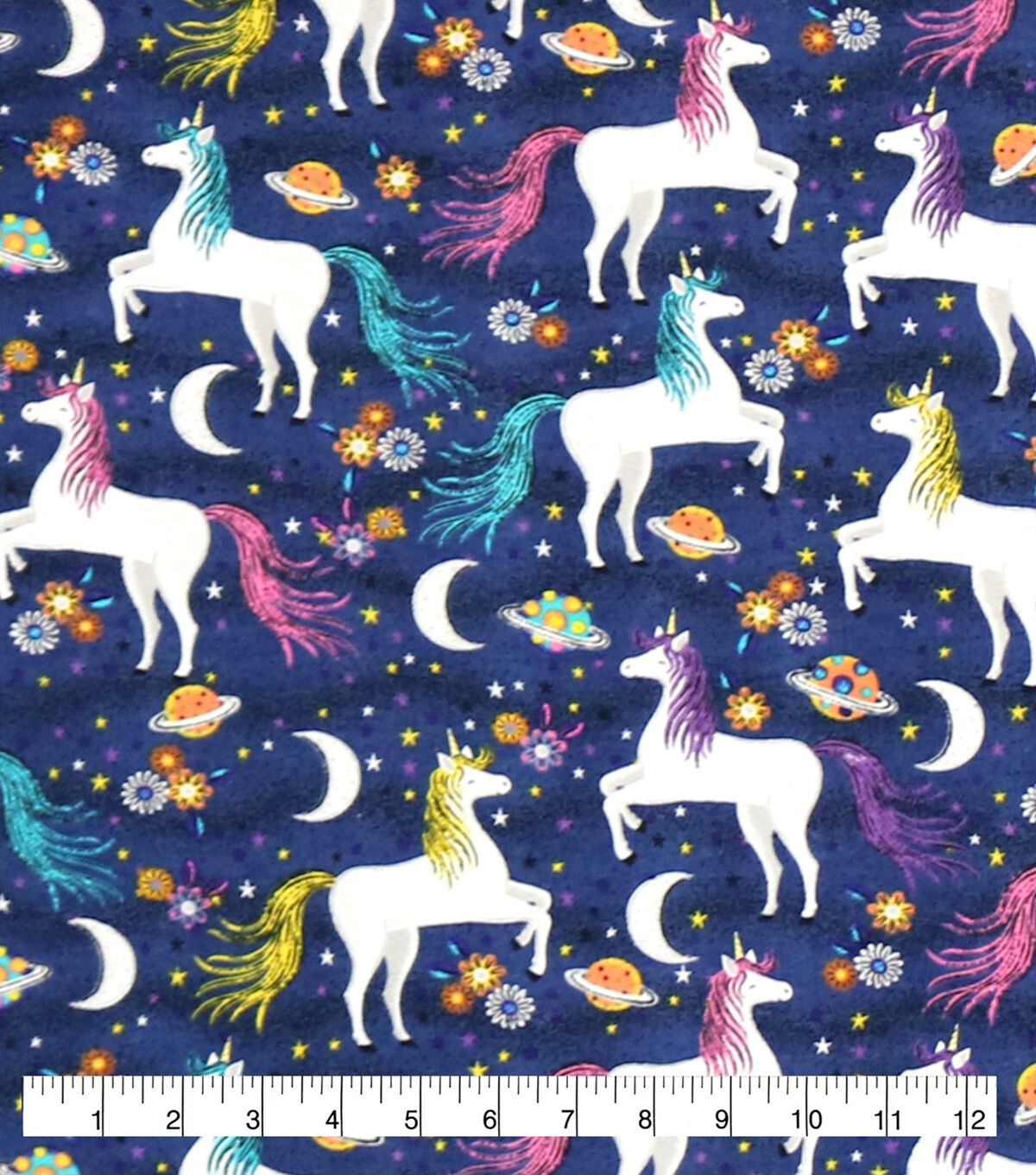 Unicorns In Space Super Snuggle Flannel Fabric