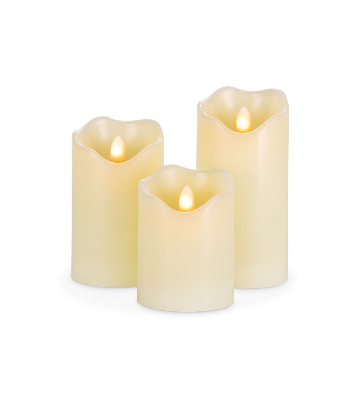 3ct LED Ivory Assorted Size Wave Edge Pillar Candles by Hudson 43