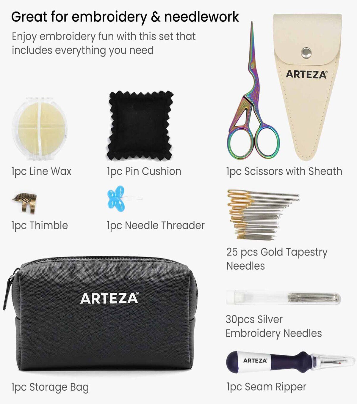 Arteza 62pc Embroidery Accessory Kit