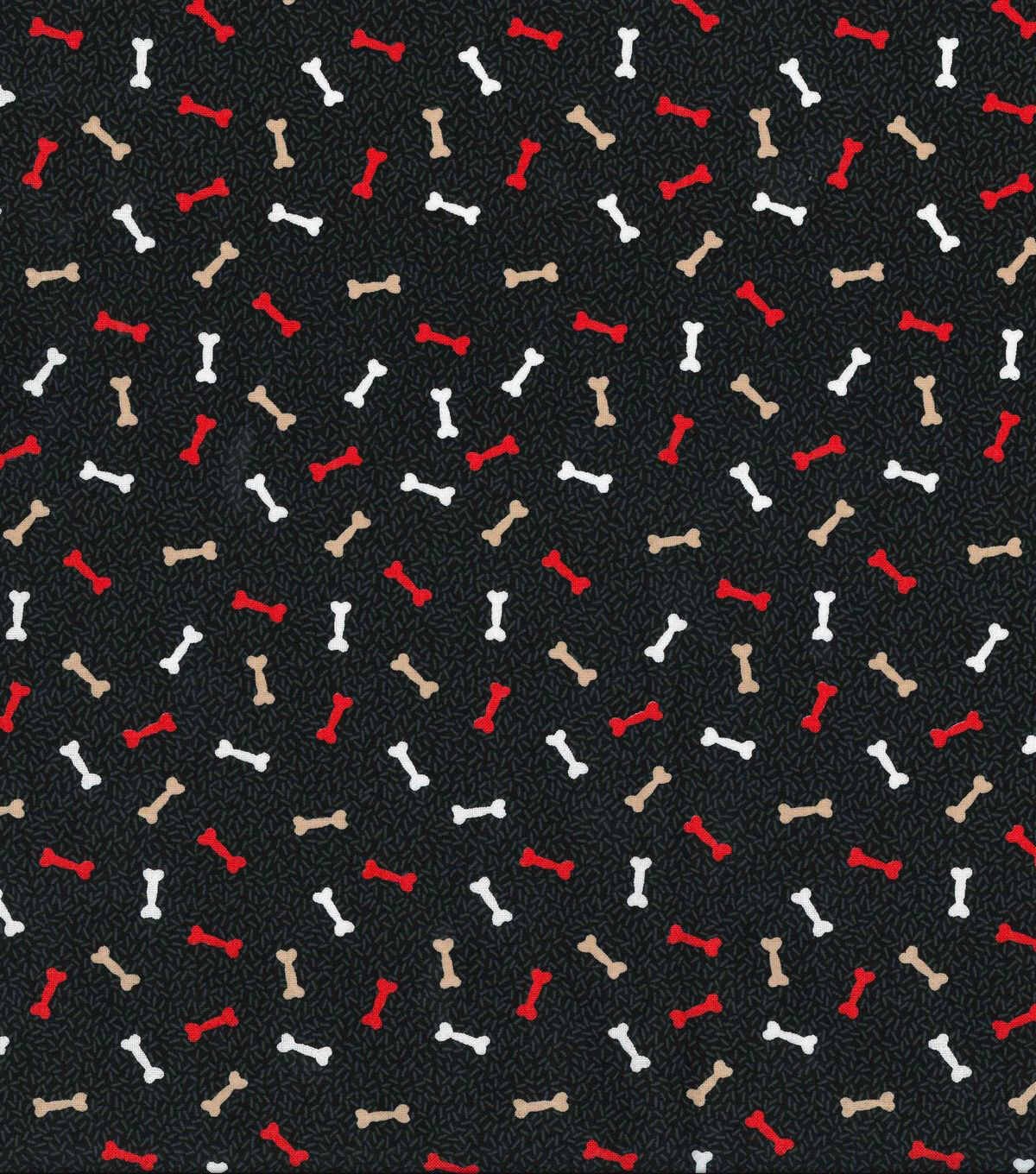 Novelty Cotton Fabric Mini Bones Blender on Black