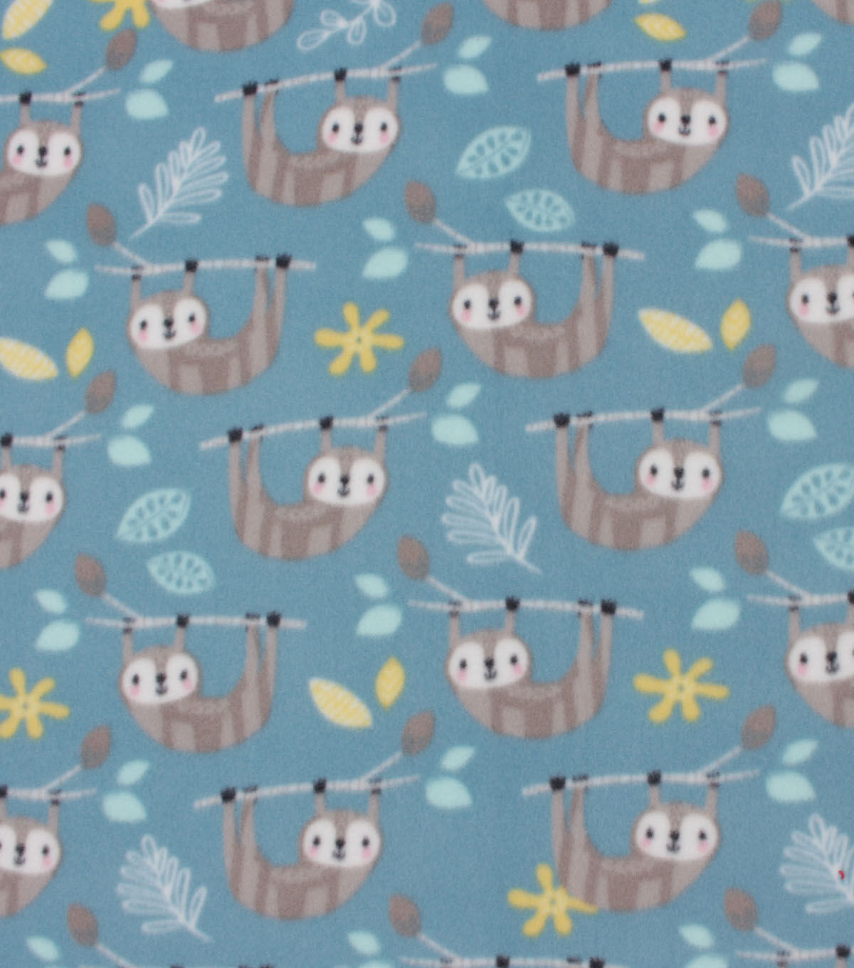 Blizzard Fleece Fabric Sloth on Aqua
