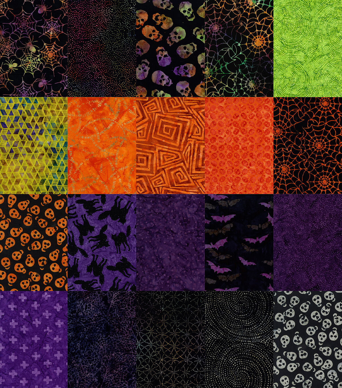 Hi Fashion 10 Halloween Batik Cotton Fabric Square 42pc