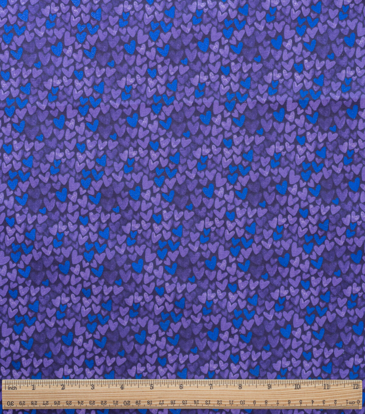 Packed Hearts Purple Quilt Foil Cotton Fabric by Keepsake Calico