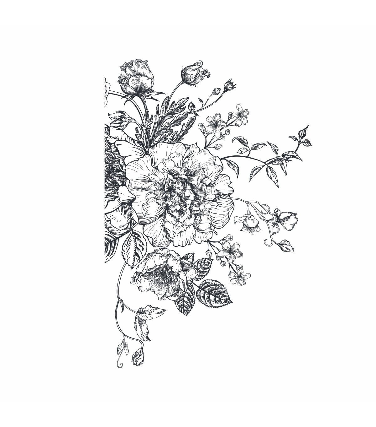 York Wallcoverings Wall Decals Black & White Peony