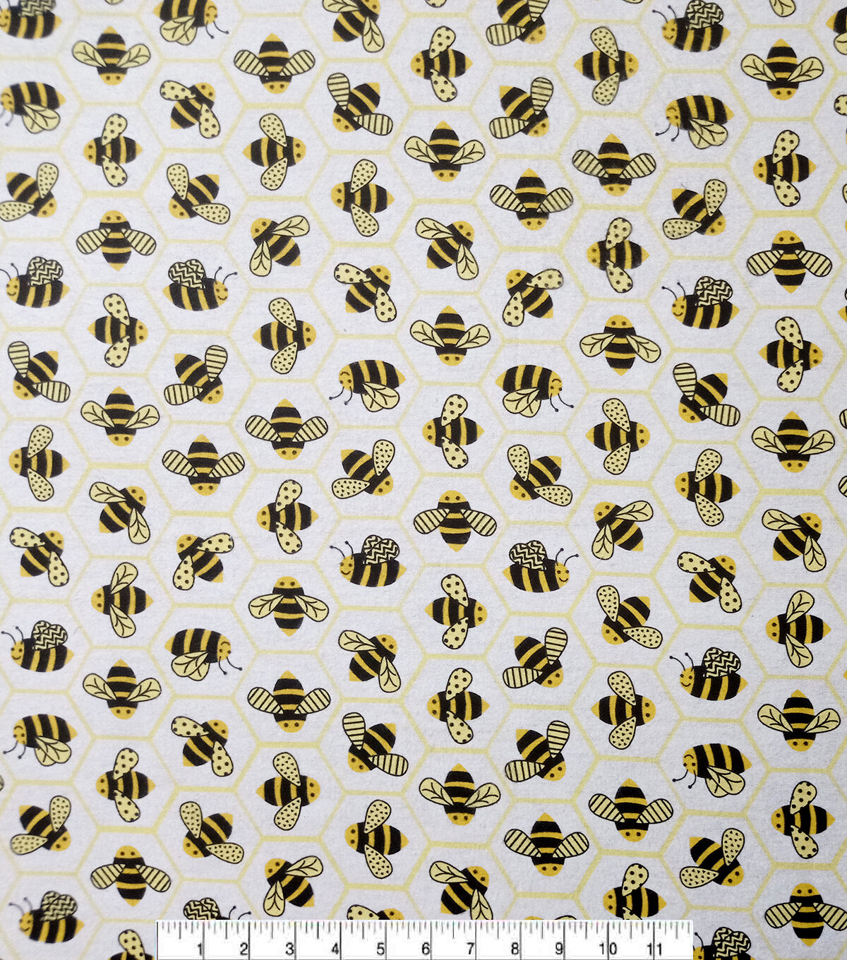 Bees on White Super Snuggle Flannel Fabric