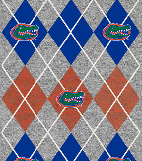 Florida Gators College Fleece Fabric Heather Argyle