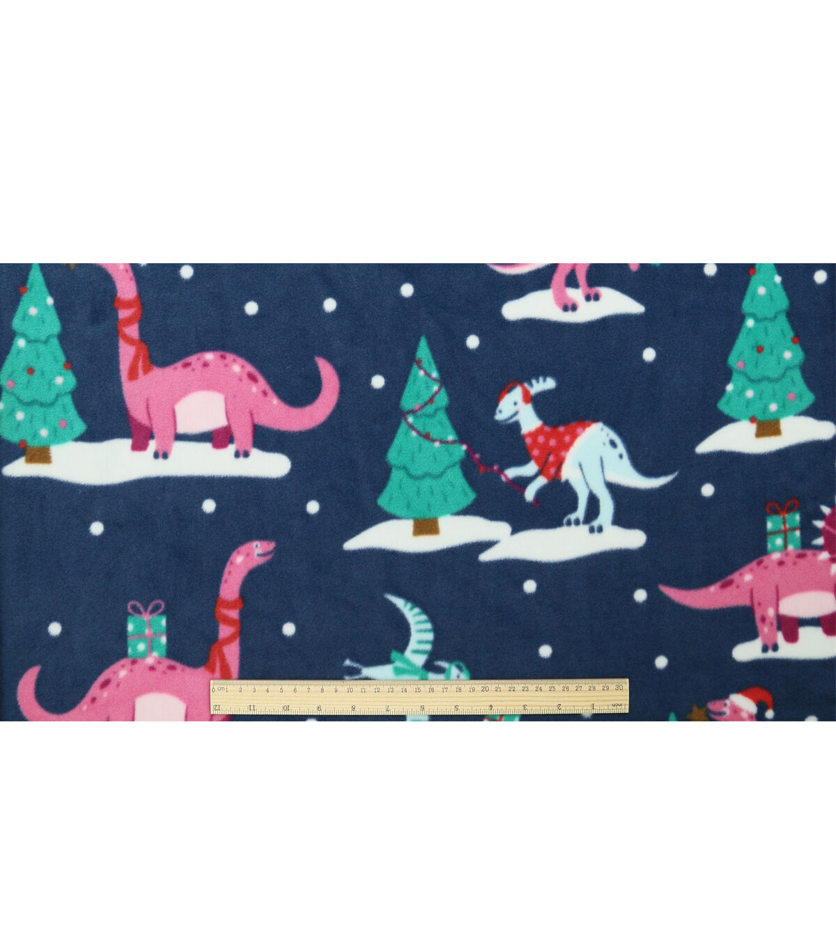 Pink Dinosaurs With Presents Anti Pill Fleece Fabric