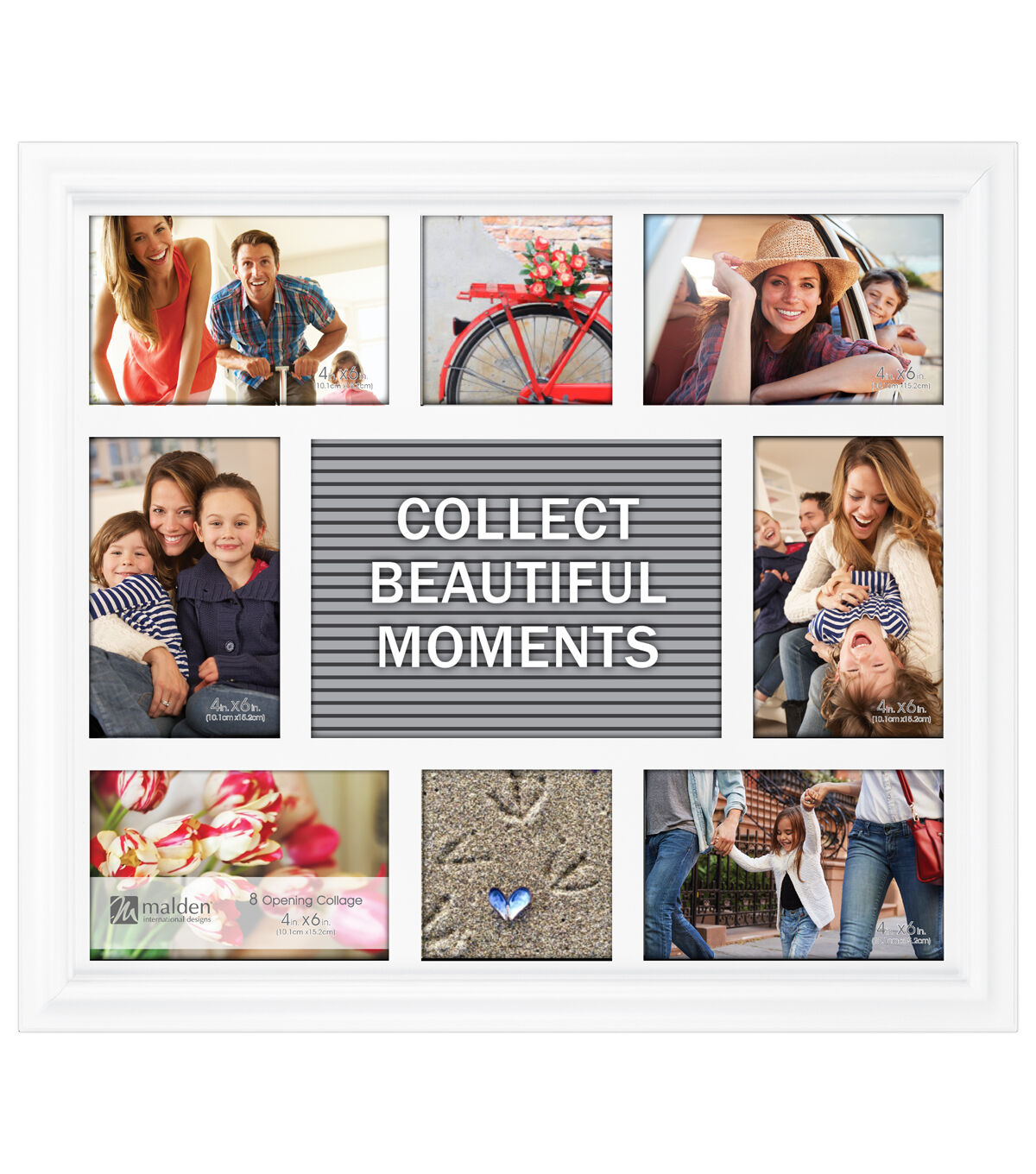 Malden 16.5 x 18.5 White 8 Photo Letterboard Collage Frame