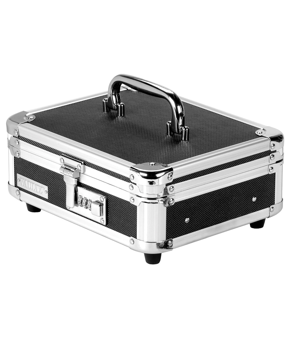 Vaultz Black & Chrome Plastic Locking Cash Box With Handle