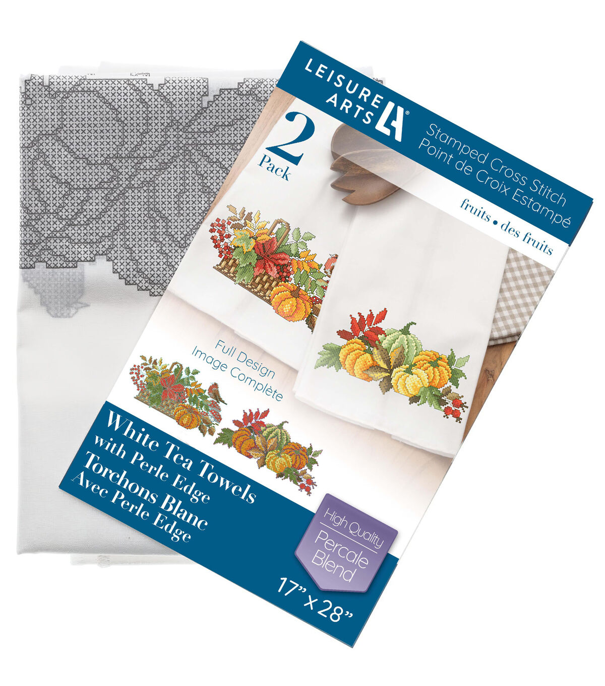 Leisure Arts 17 x 28 Fruits Tea Towel Stamped Cross Stitch Kit