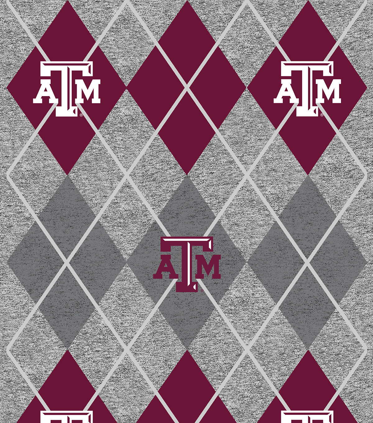 Texas A&M University Fleece Fabric Heather Argyle