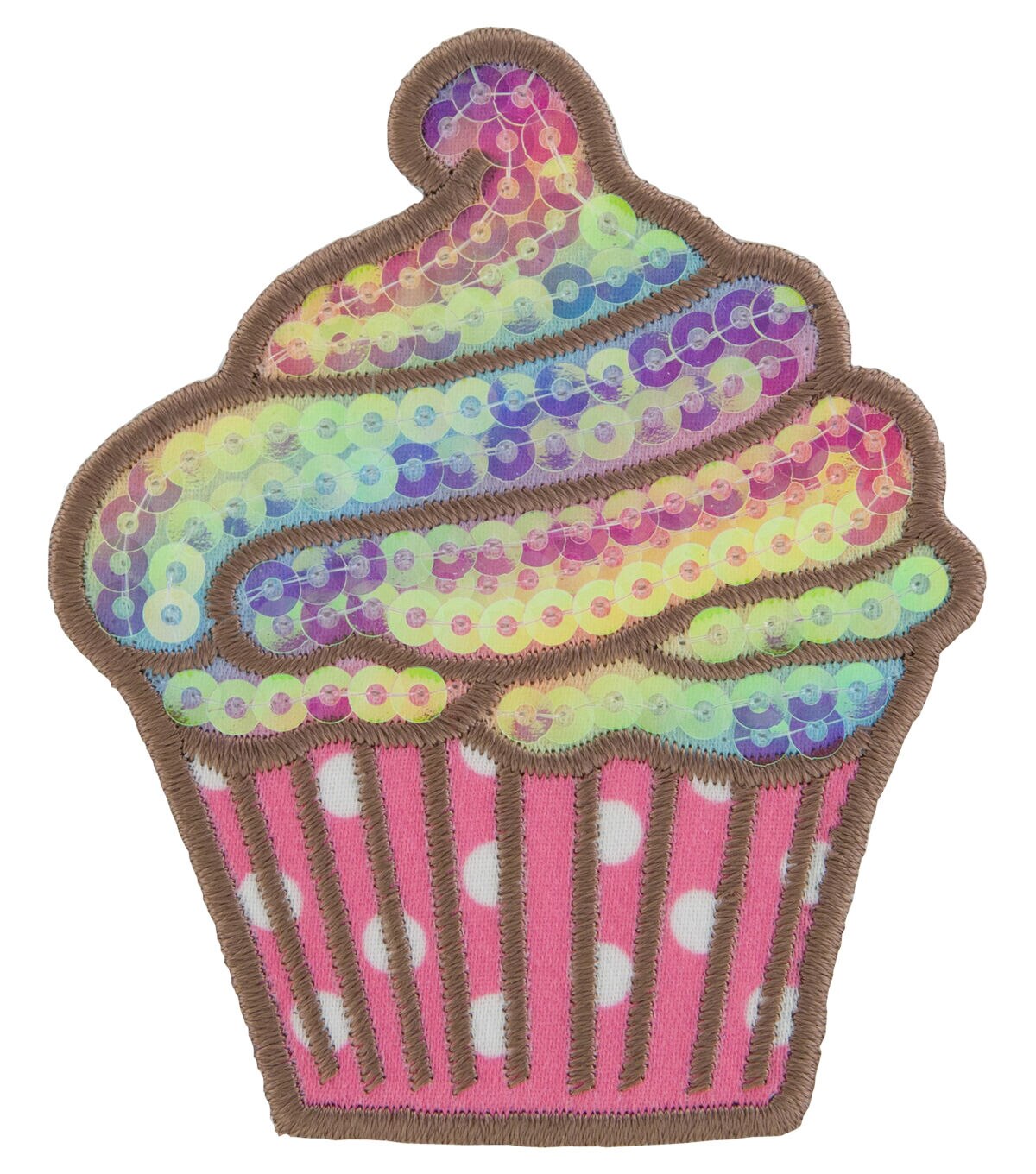 Simplicity 3 Rainbow Sequined Cupcake Iron On Patch