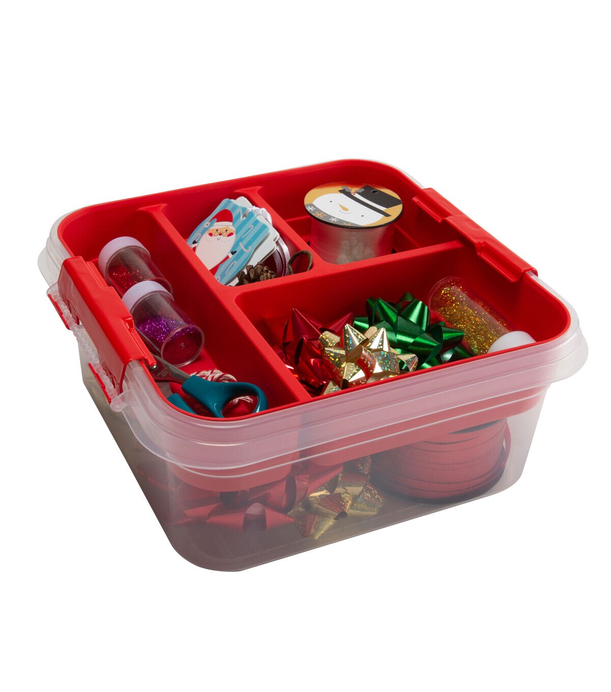 Simplify 9.5 x 4.5 Red 5 Compartment Gift Supply Storage Box
