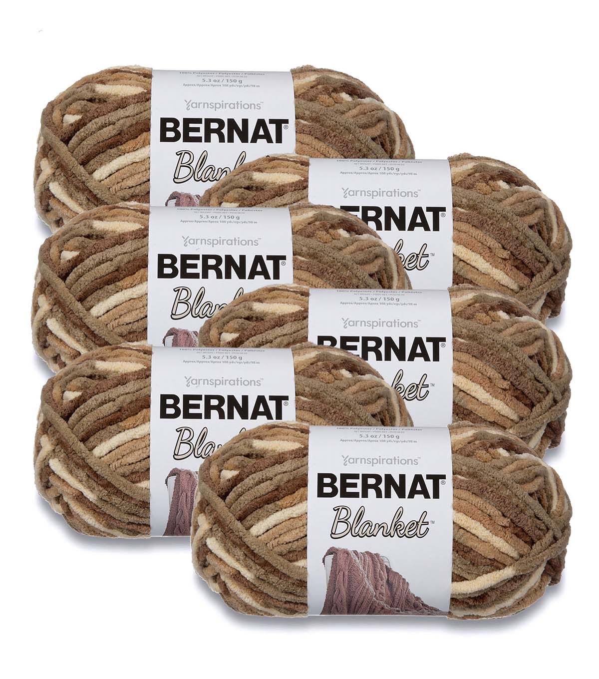 Bernat Blanket 108yds Super Bulky Polyester Yarn 6 Bundle