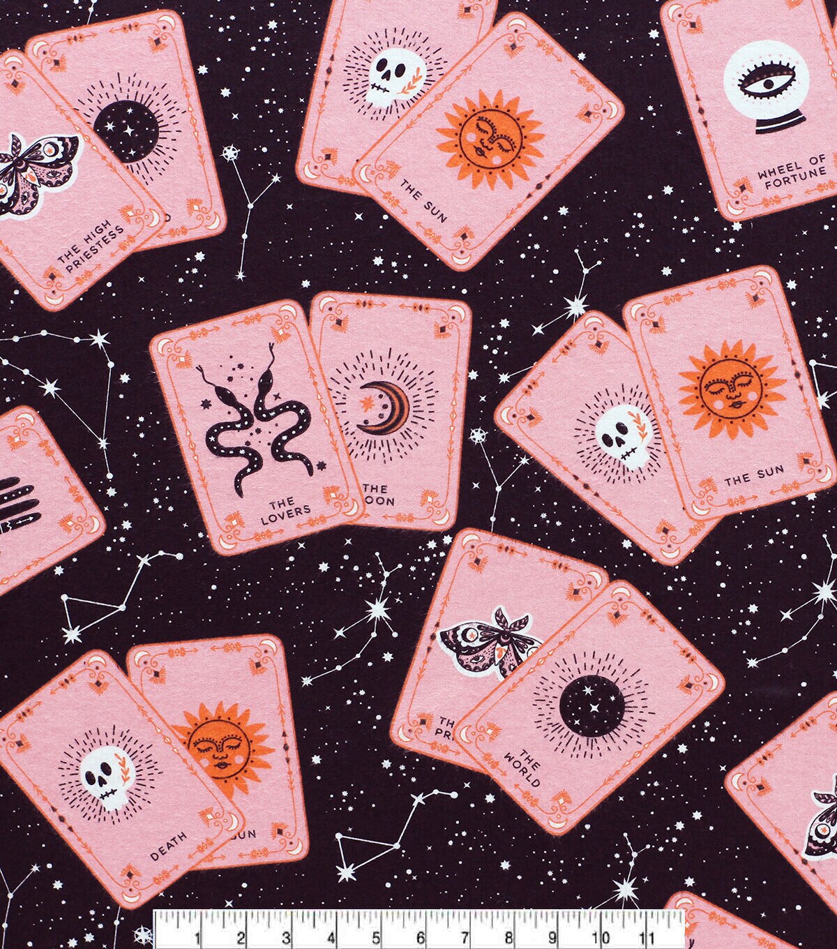 Super Snuggle Spooky Pink Tarot Cards Flannel Fabric