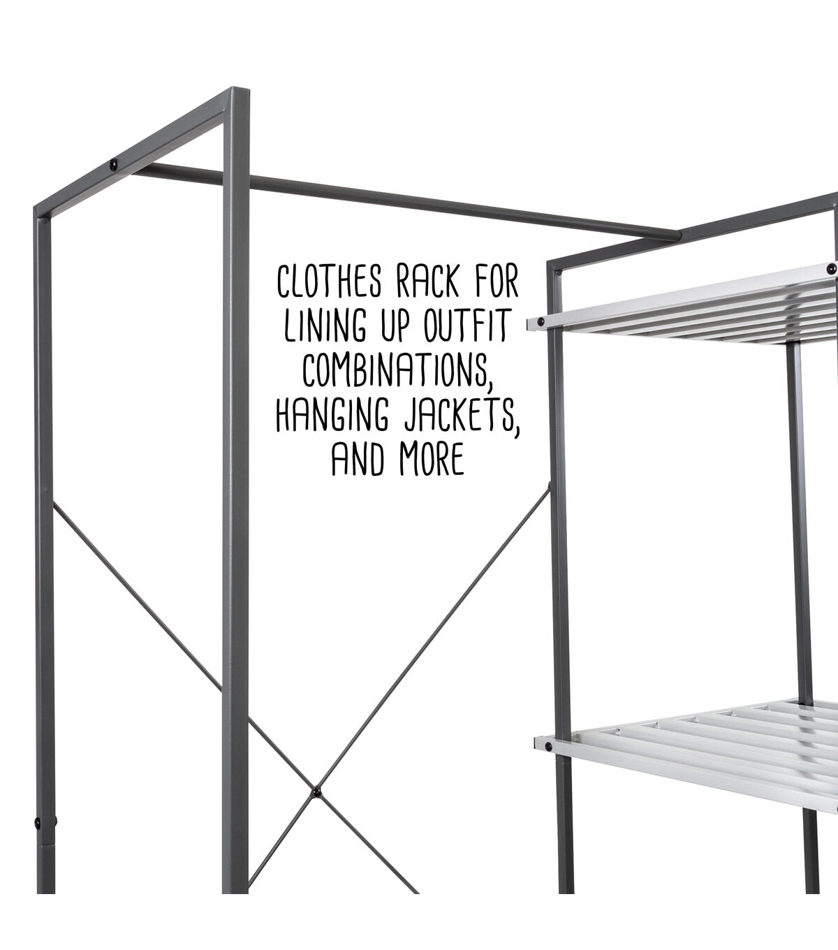 Honey Can Do 68 Gray Metal Freestanding Open Closet With 4 Shelves