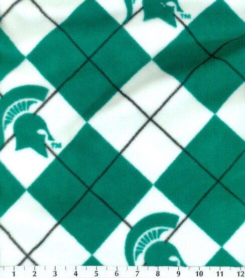 Michigan State University Spartans Fleece Fabric Argyle