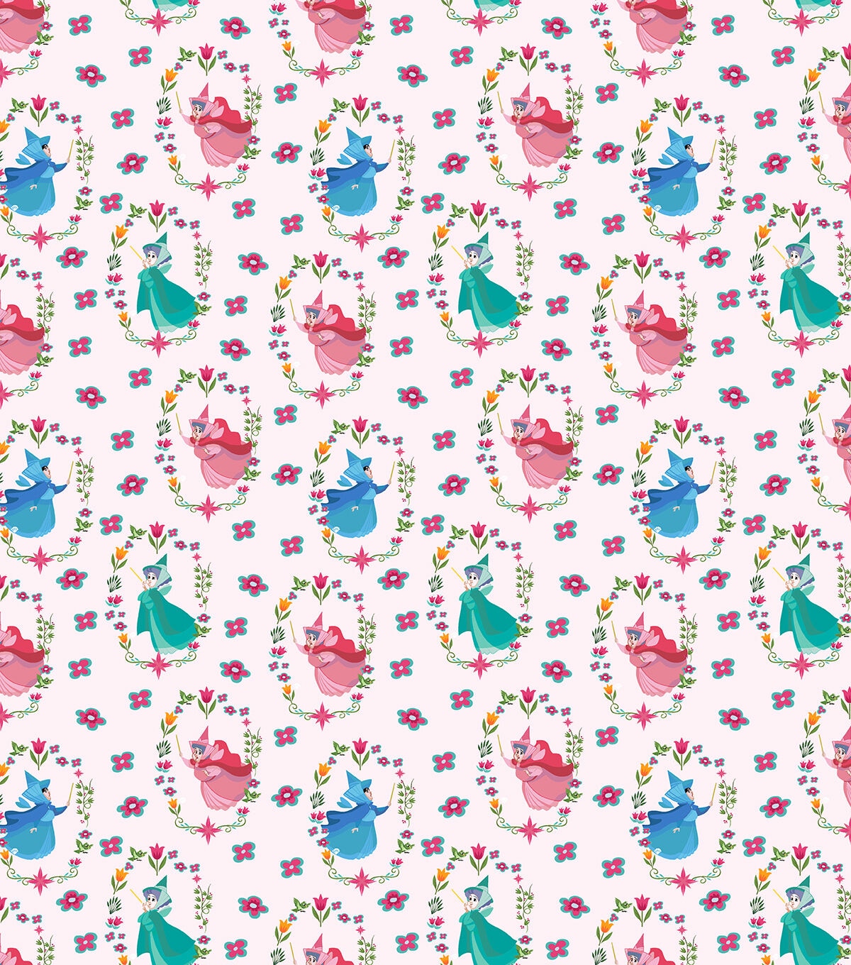 Princess Aurora Fairy Badges Cotton Fabric