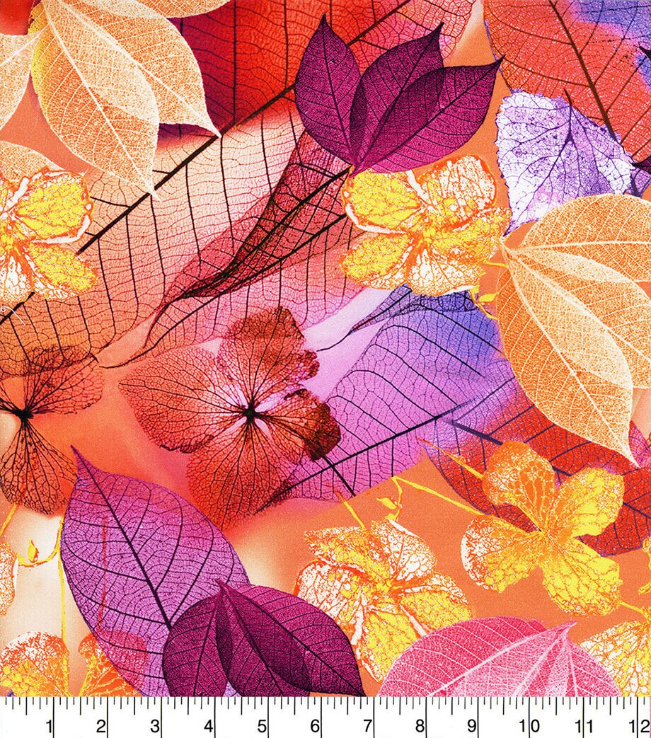 Pink Neon Leaves Premium Cotton Fabric