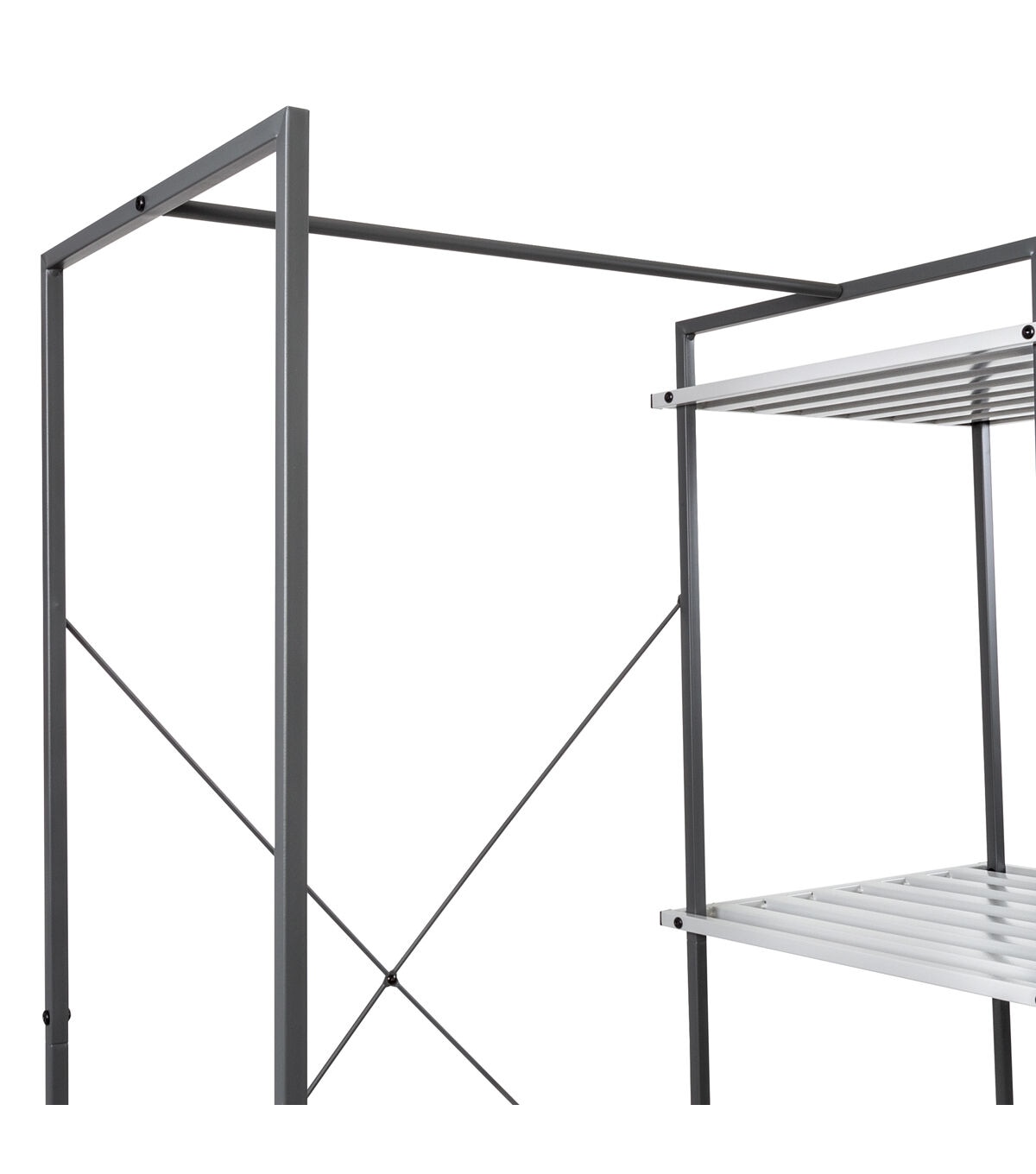 Honey Can Do 68 Gray Metal Freestanding Open Closet With 4 Shelves