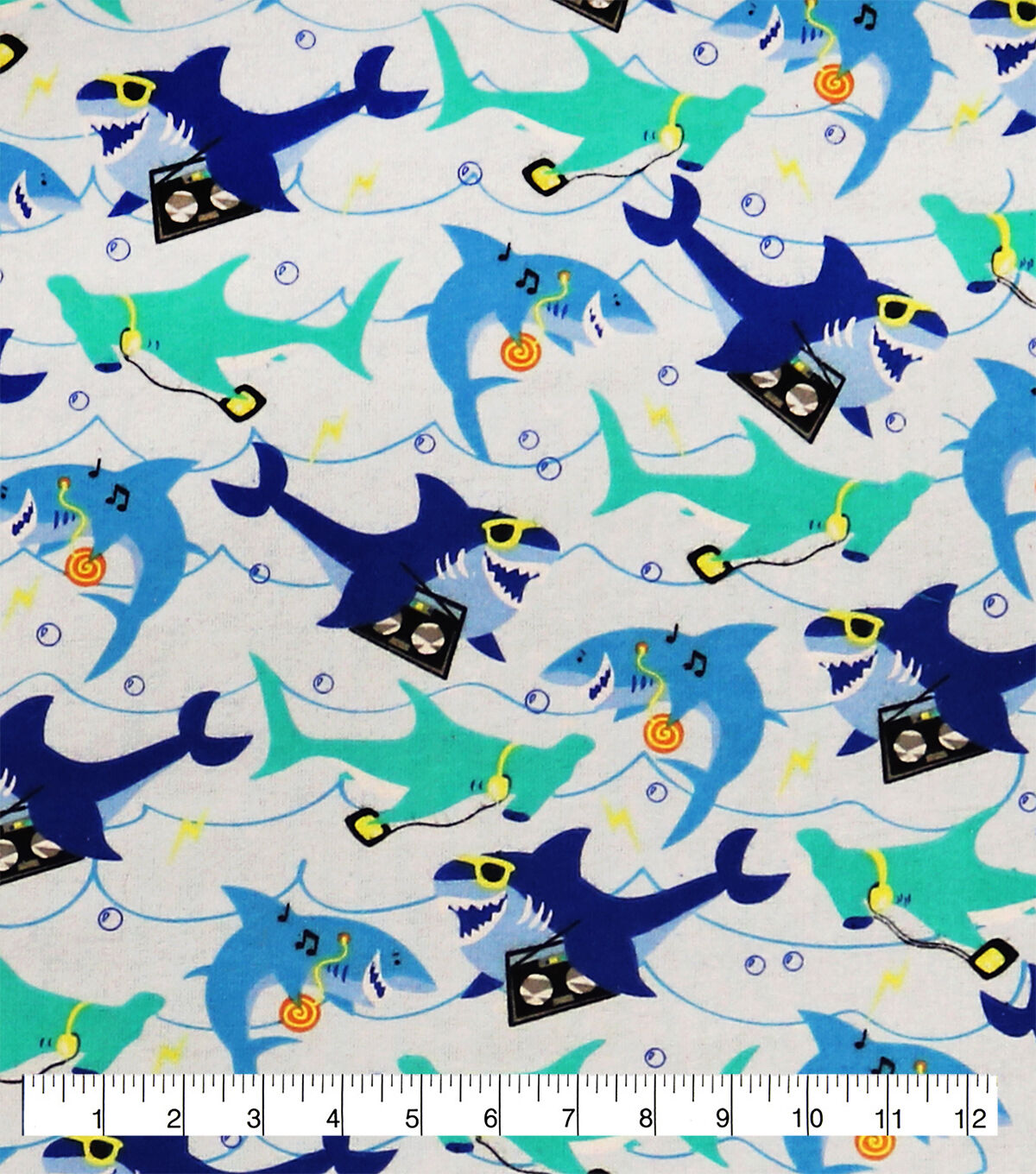 Cool Sharks Super Snuggle Flannel Fabric