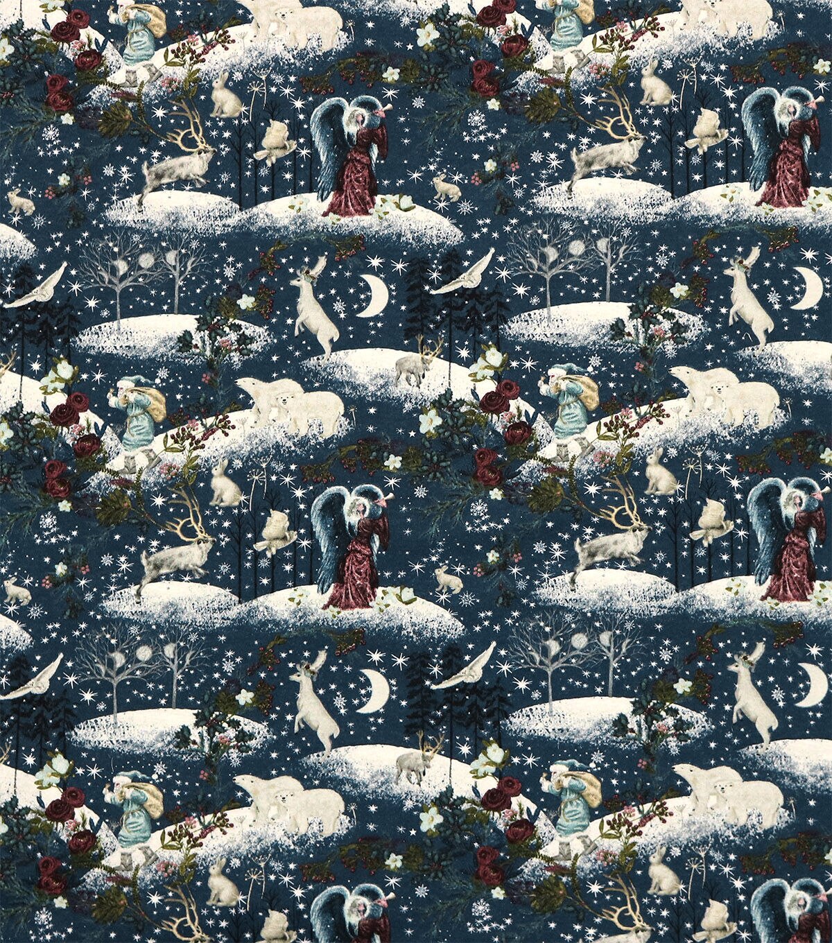 Winter Solstice Angels & Animals Super Snuggle Christmas Flannel Fabric