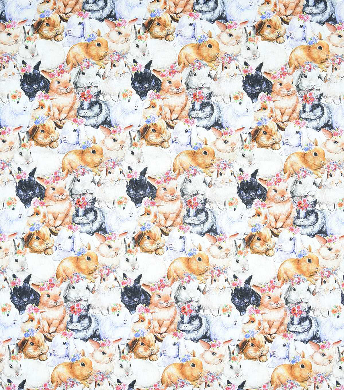 Realistic Bunnies Cotton Fabric