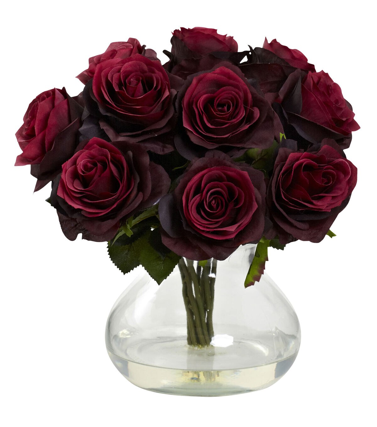 Nearly Natural Rose Arrangement with Vase