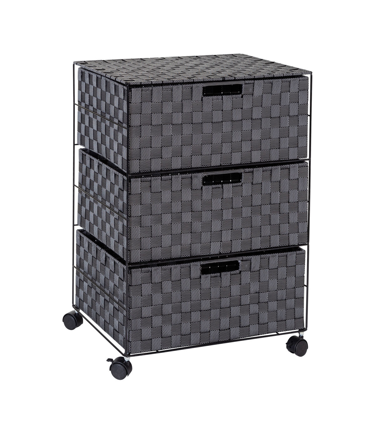 Honey Can Do 19.5 Black Woven 3 Drawer Rolling Office Organizer