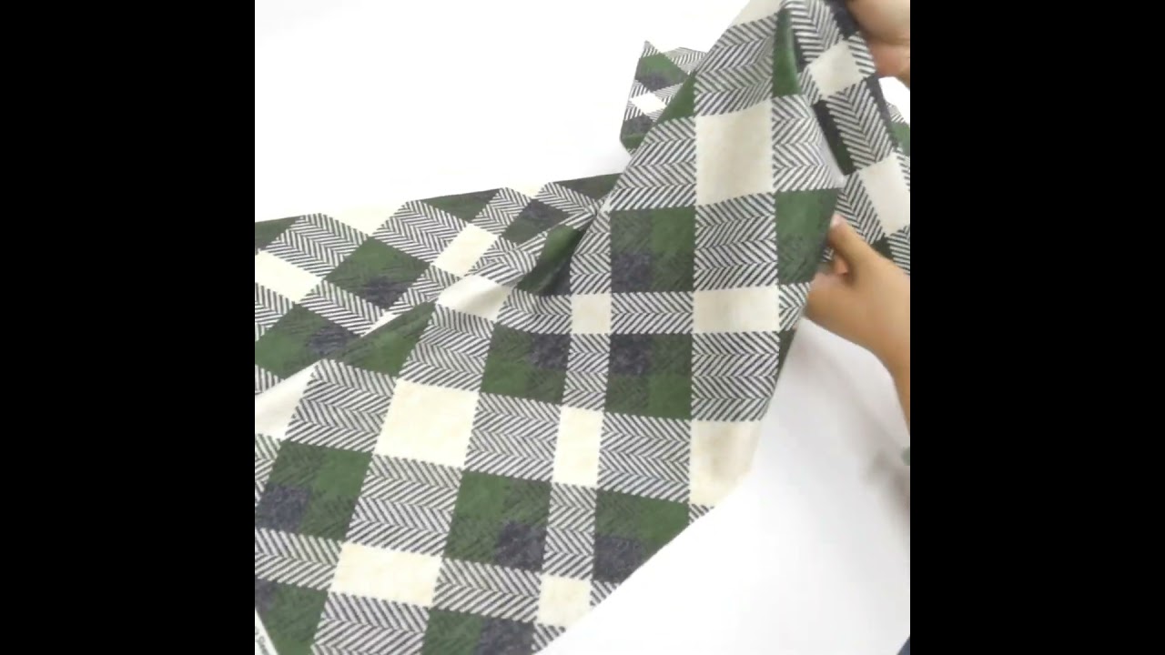 Green Diagonal Plaid Luxe Flannel Fabric