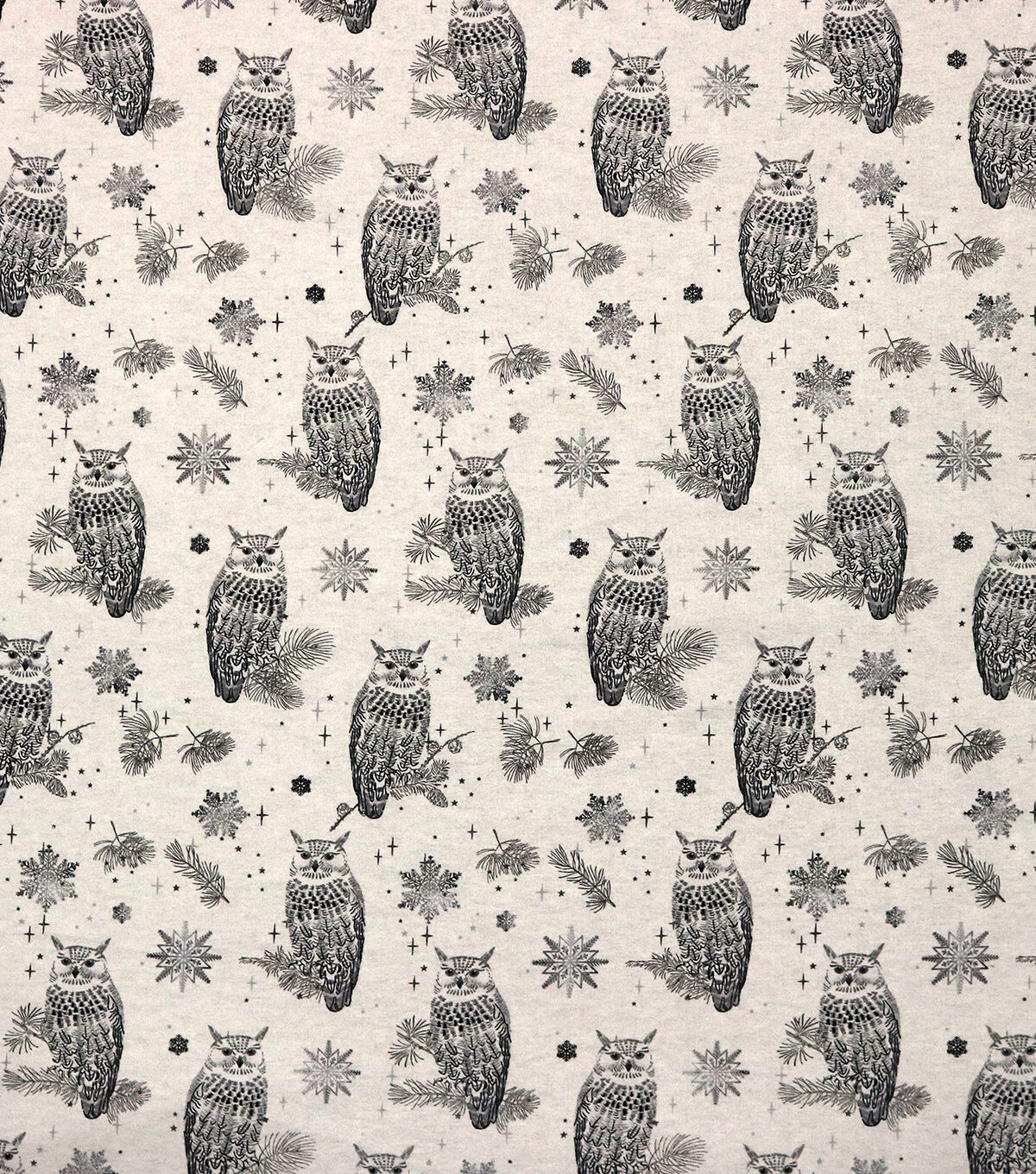Owls on White Super Snuggle Christmas Flannel Fabric
