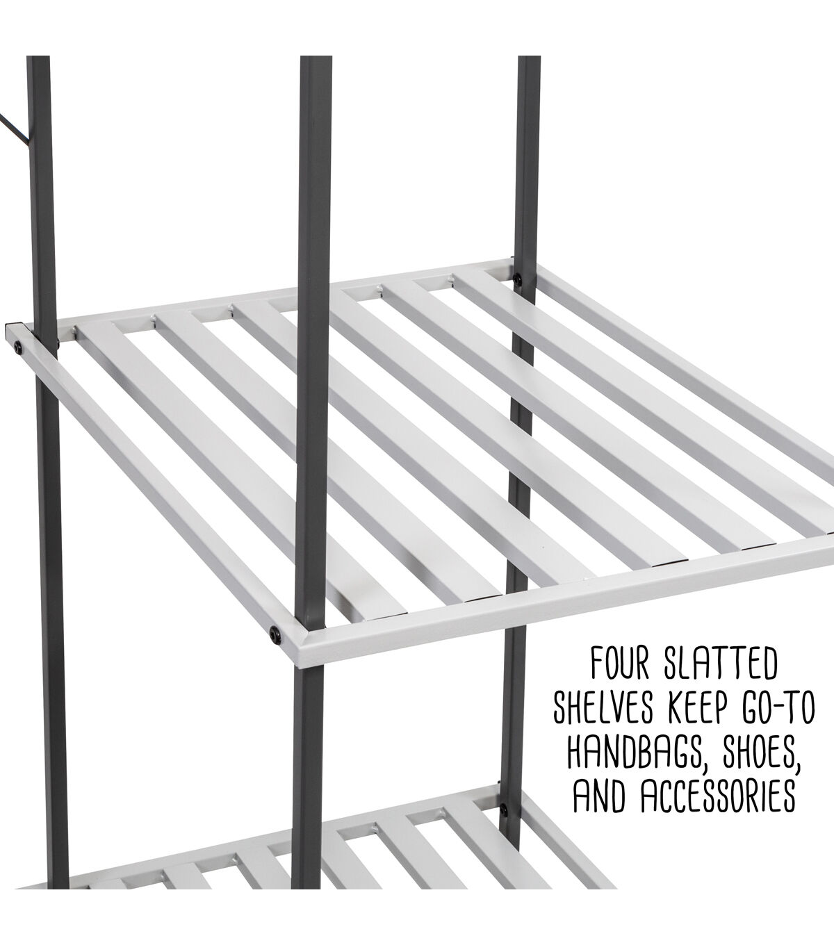 Honey Can Do 68 Gray Metal Freestanding Open Closet With 4 Shelves