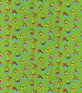 Fabric Traditions Avocado Yoga Novelty Cotton Fabric