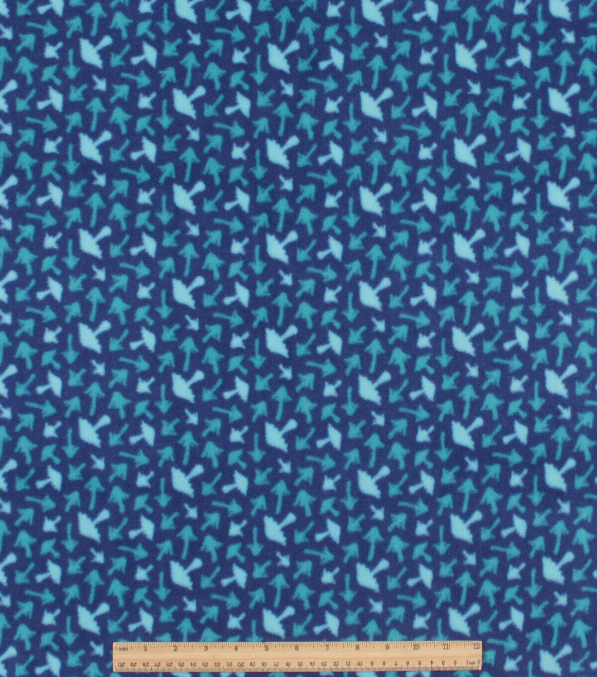 Blue Mushroom Toss Anti Pill Plush Fleece Fabric