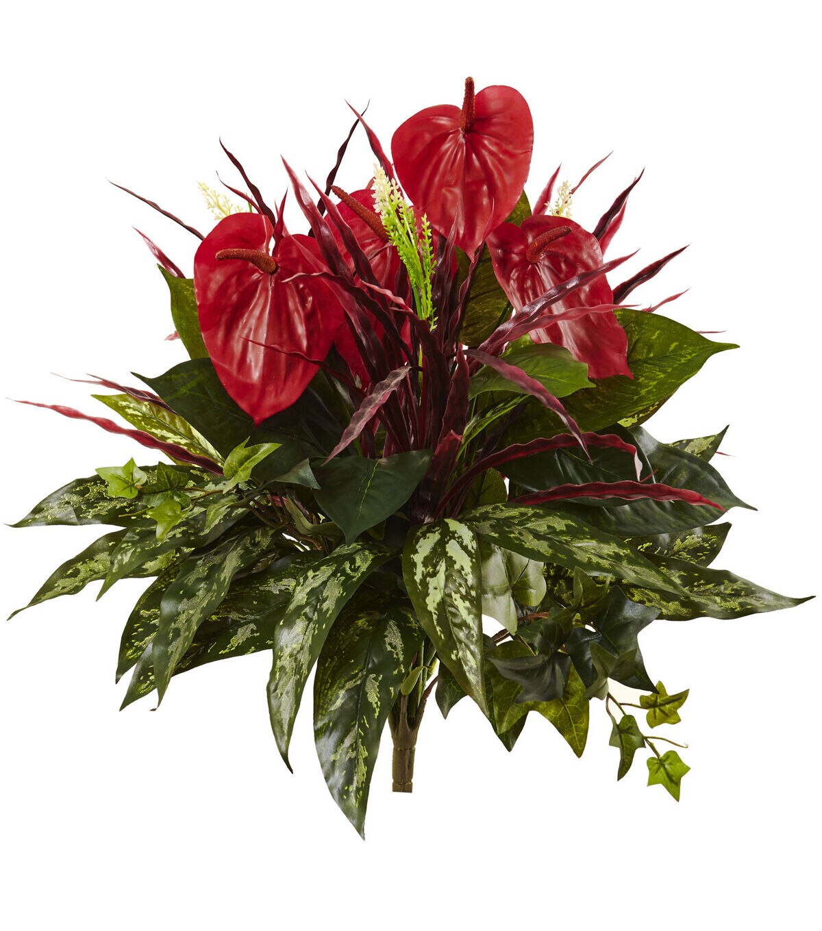 Nearly Natural 24 Mixed Anthurium Bush 2ct