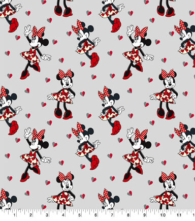 Minnie Fashion Red Bow Disney Flannel Fabric