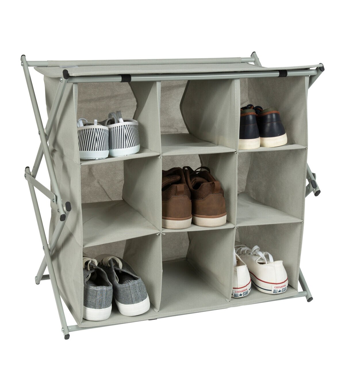 Simplify 23.5 Gray 9 Grid Collapsible Shoe Rack