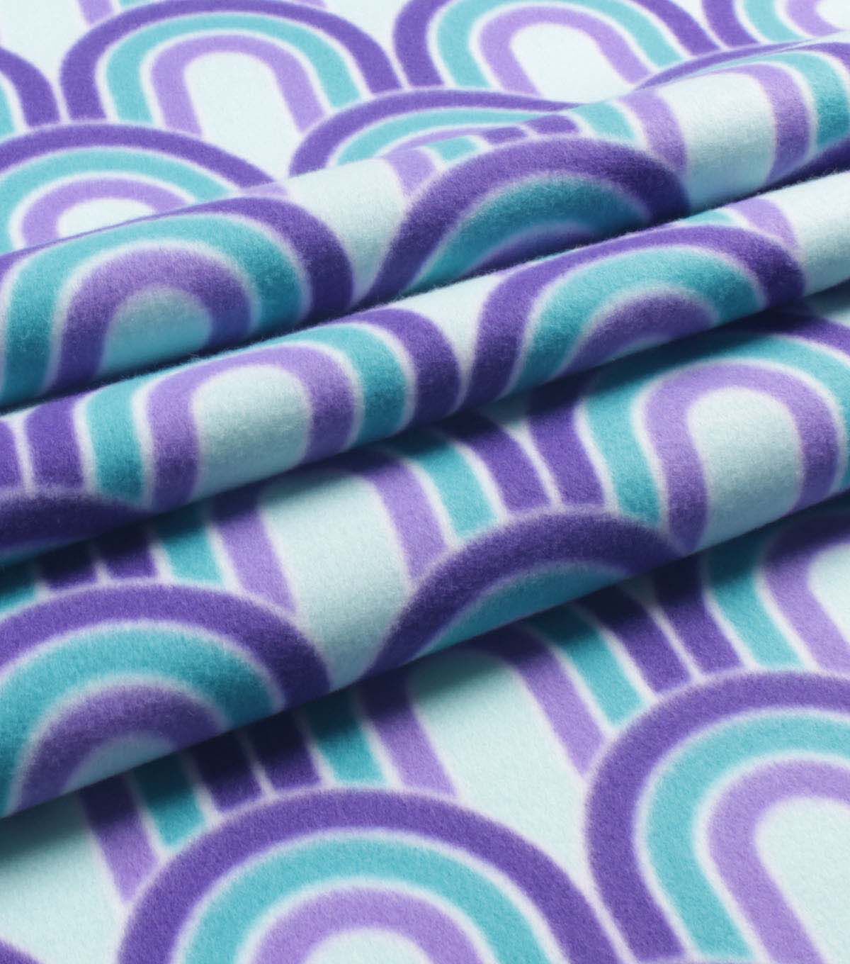 Blue & Purple Geometric Rainbows Blizzard Fleece Fabric