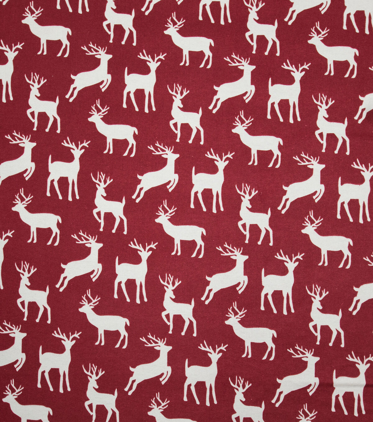 White Reindeers on Red Super Snuggle Christmas Flannel Fabric