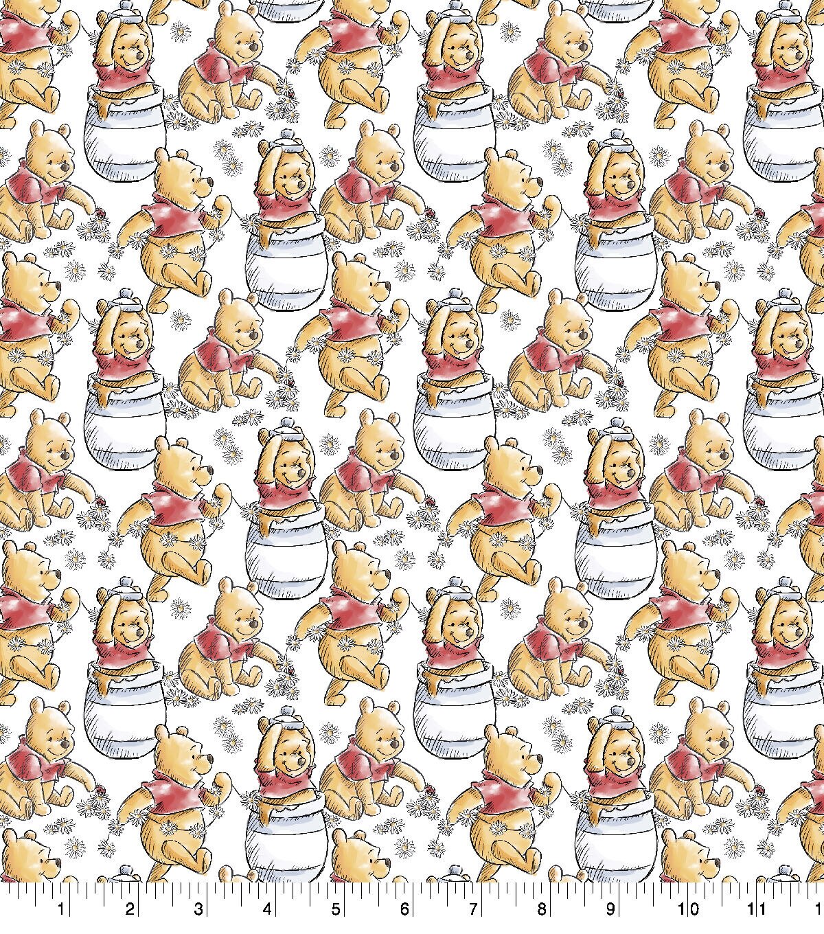 Disney Pooh Classic Cotton Fabric Playing
