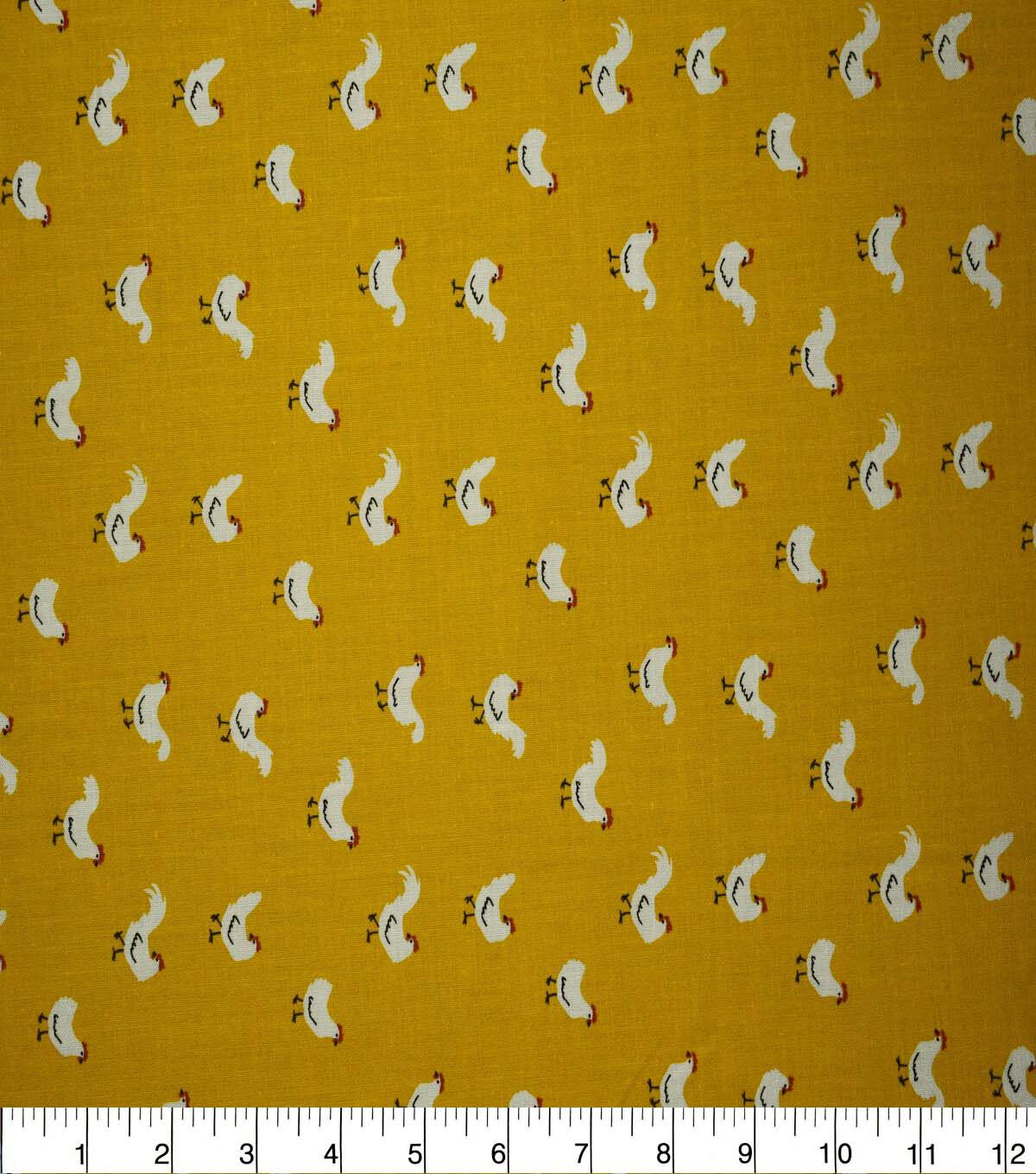 Barnyard Roosters on Yellow Cotton Fabric by Quilter's Showcase