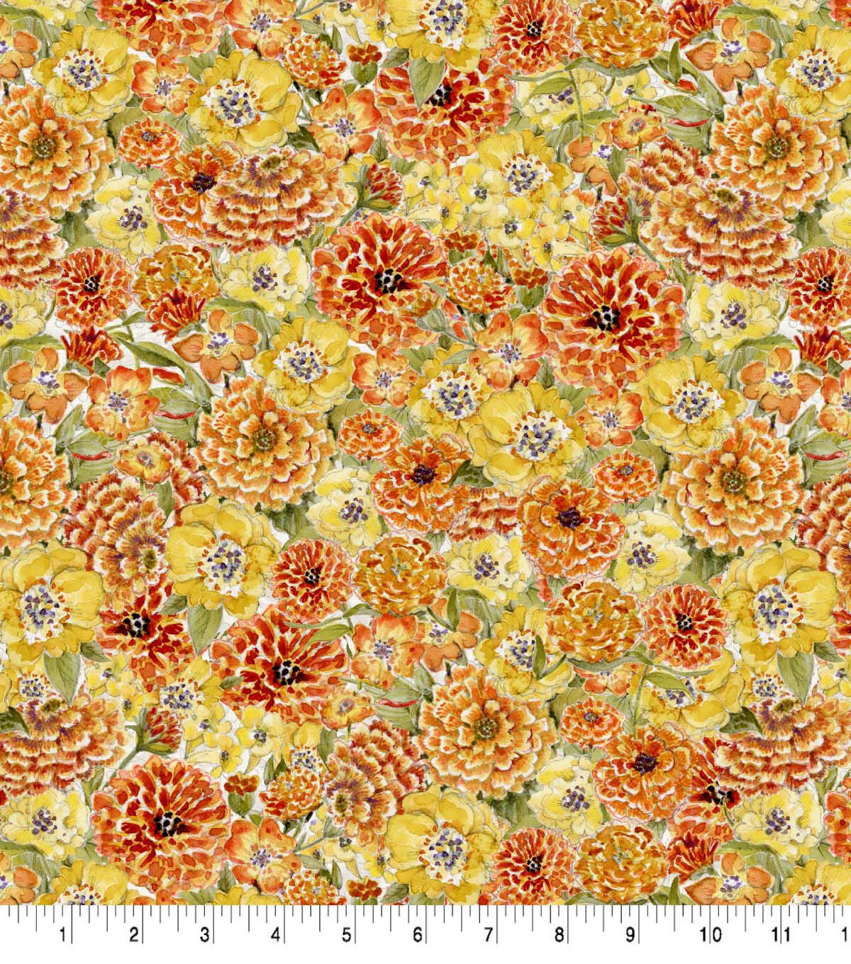 Susan Winget Yellow Bees & Floral Premium Cotton Fabric
