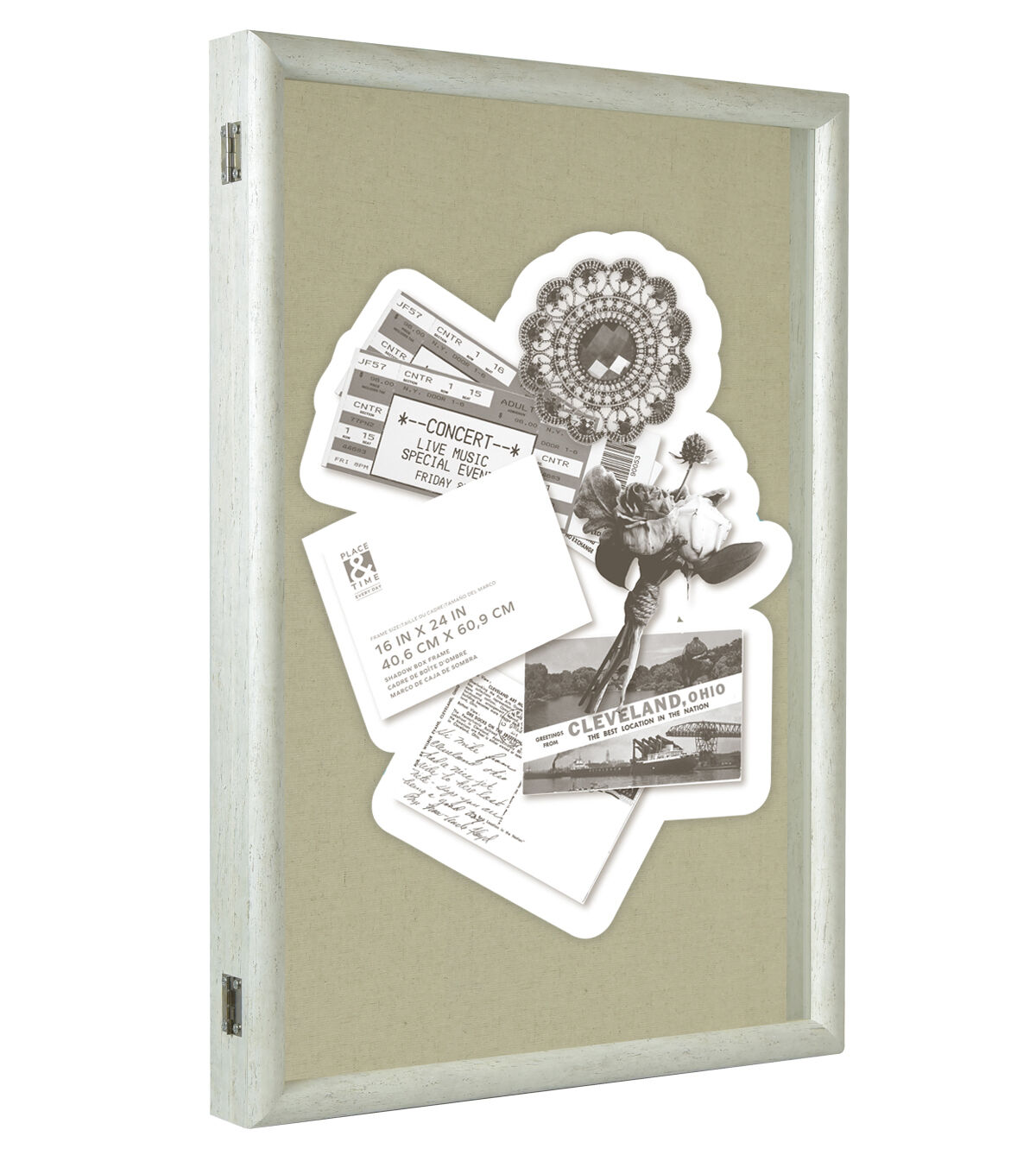 16 x 24 Distressed White Bullnose Shadowbox by Place & Time