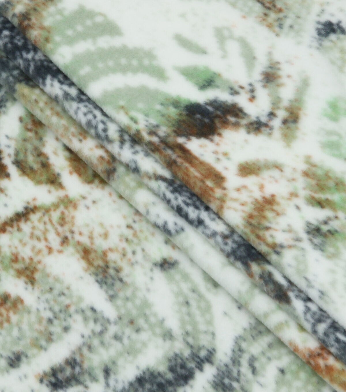 Dotted Leaves on Green Anti Pill Fleece Fabric